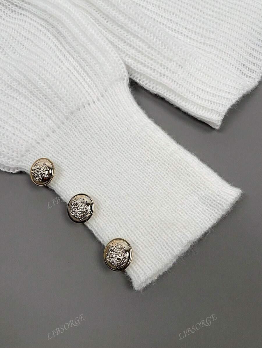 BIAŁY SWETER V-NECK