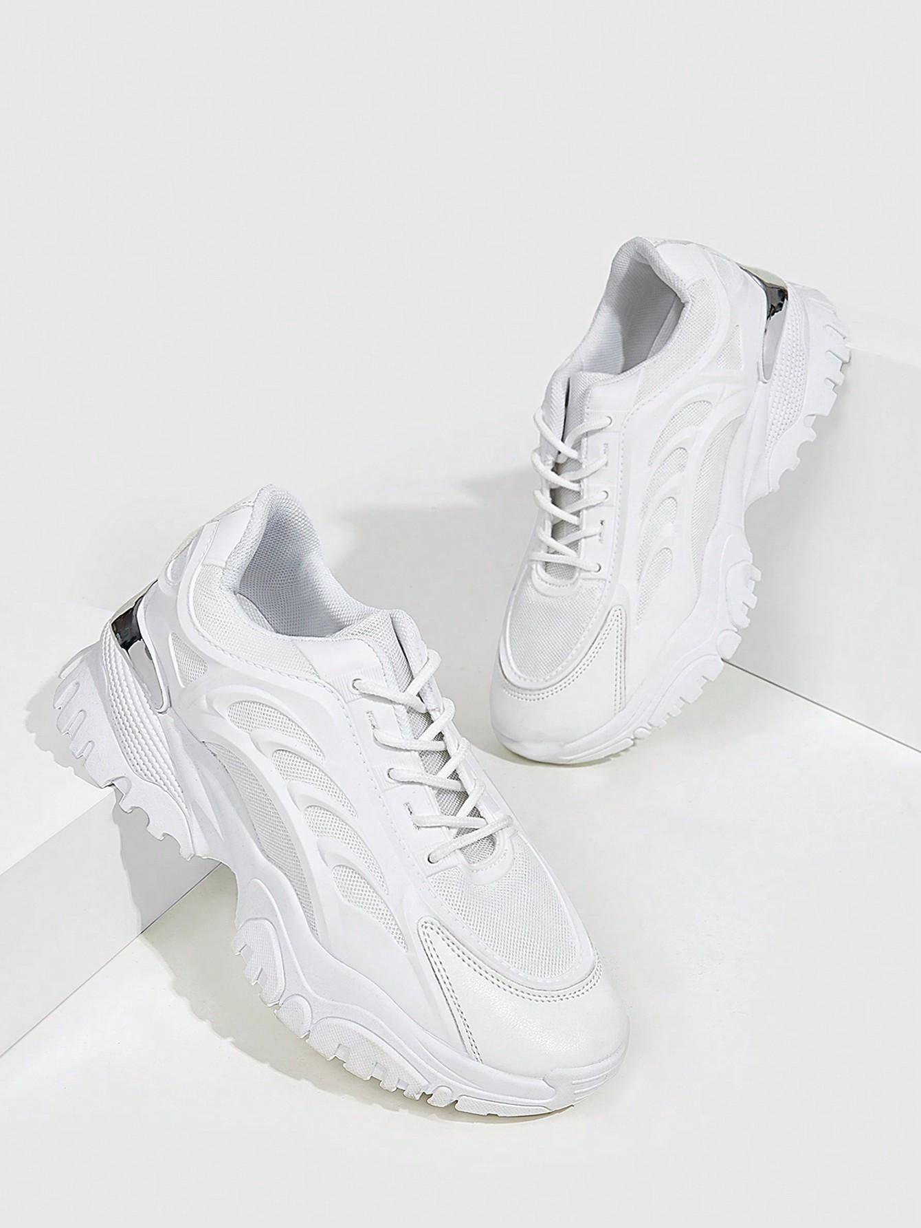 BIAŁE SZNUROWANE BUTY SPORTOWE 