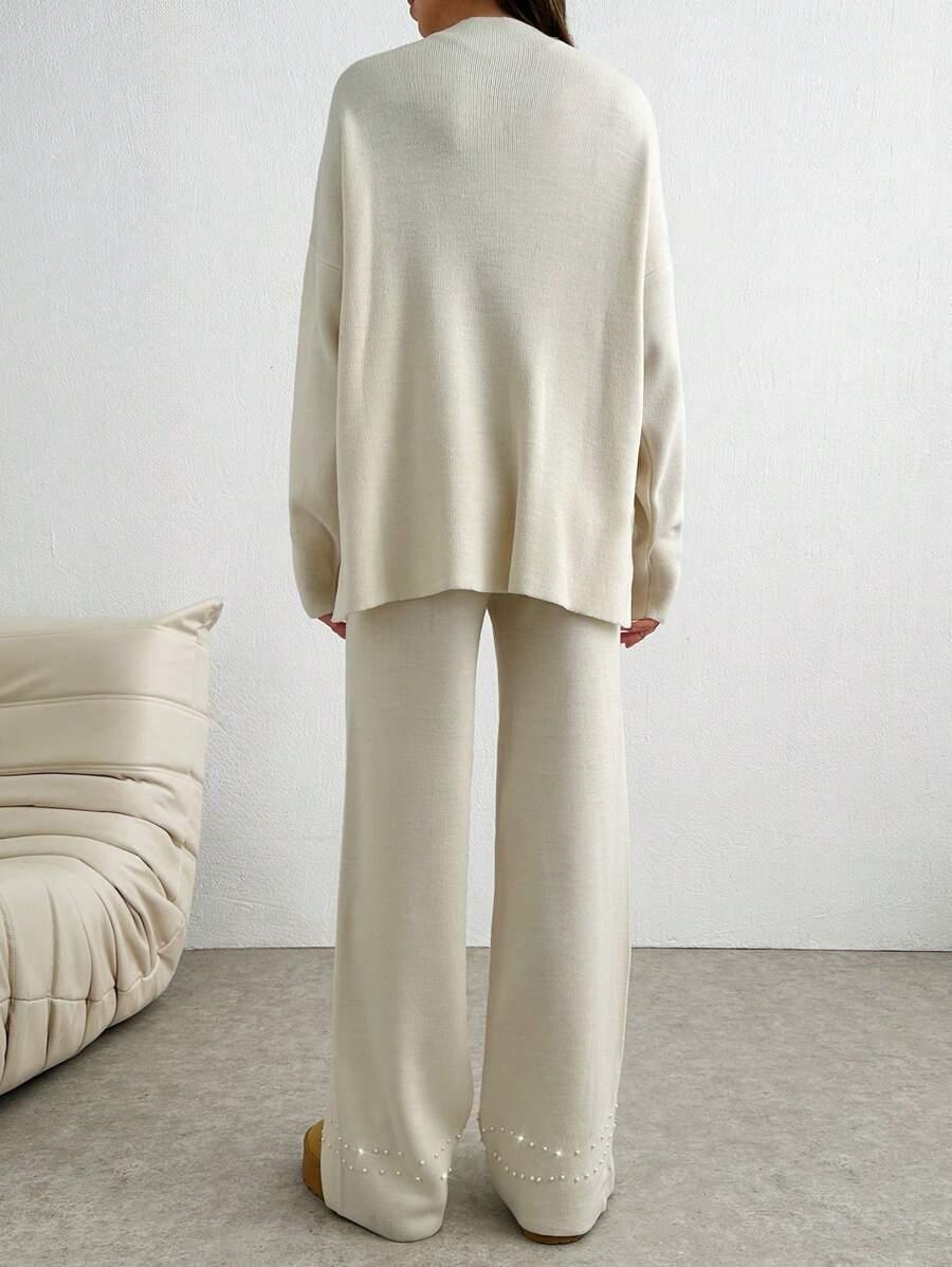 KOMPLET SWETER SPODNIE ZDOBIENIE 