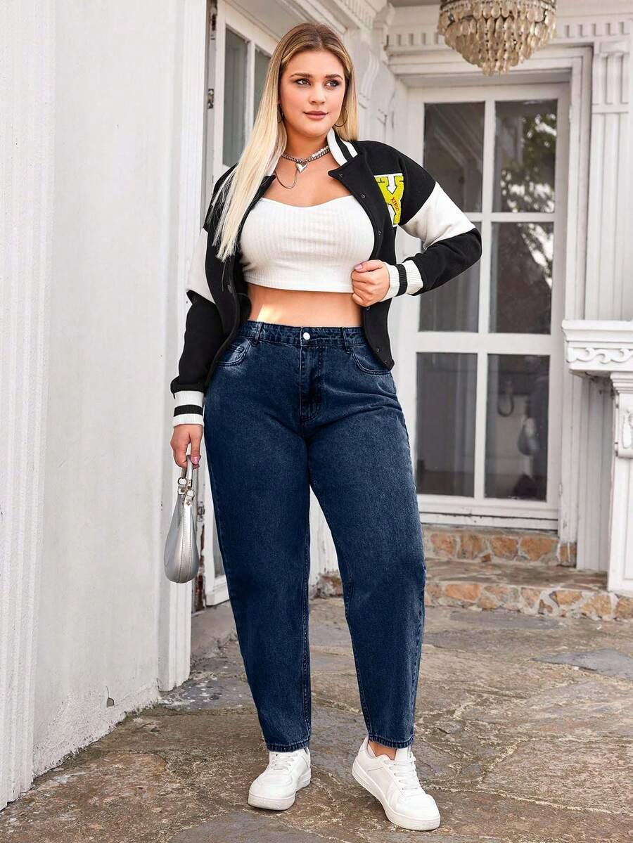 GRANATOWE SPODNIE JEANS 