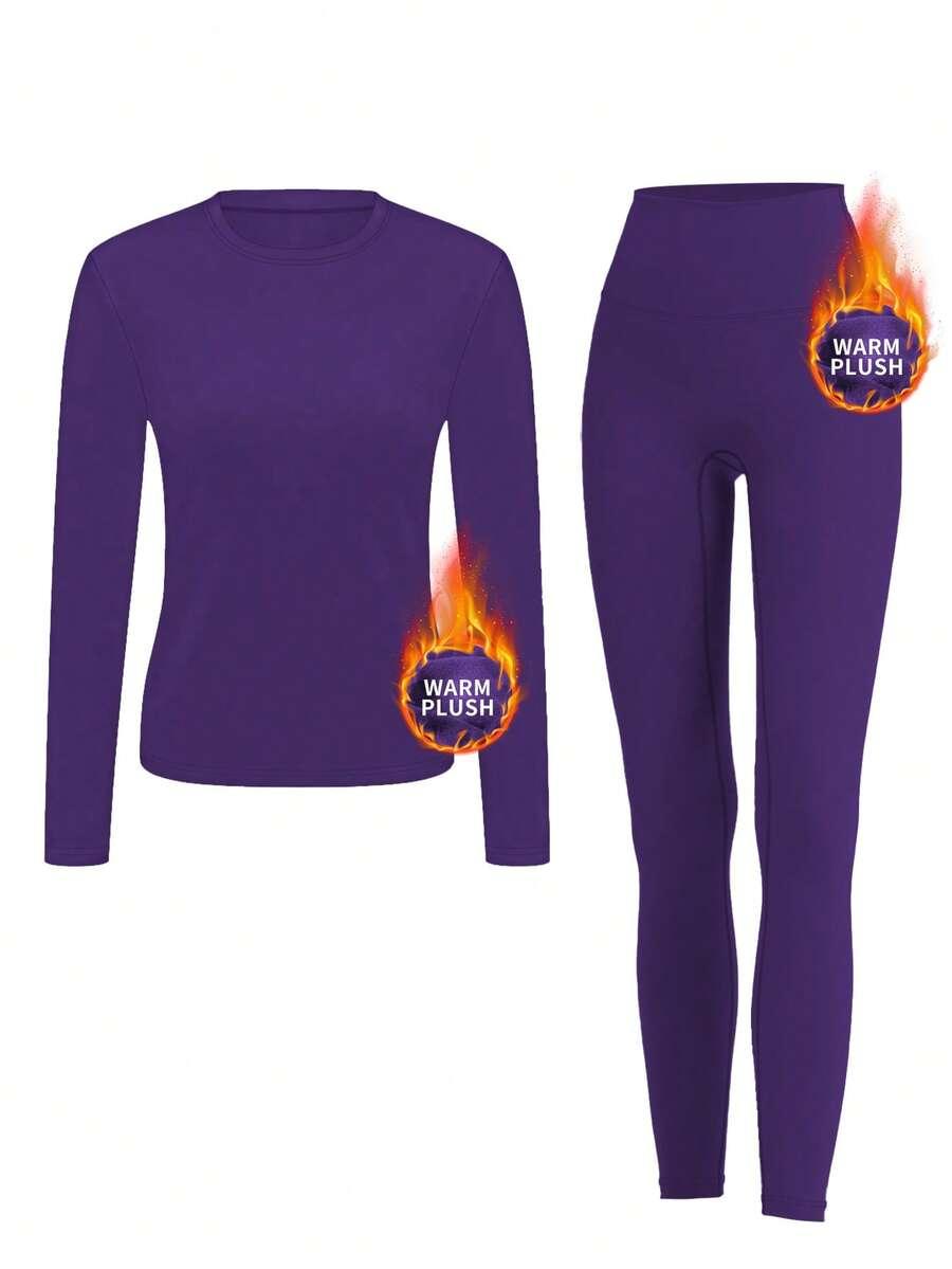 FIOLETOWY KOMPLET BLUZKA LEGGINSY 