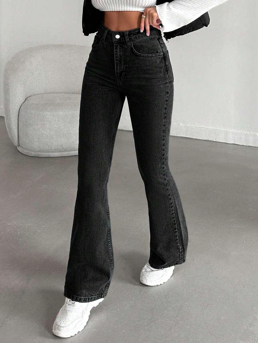 CZARNE SPODNIE JEANS KIESZENIE 