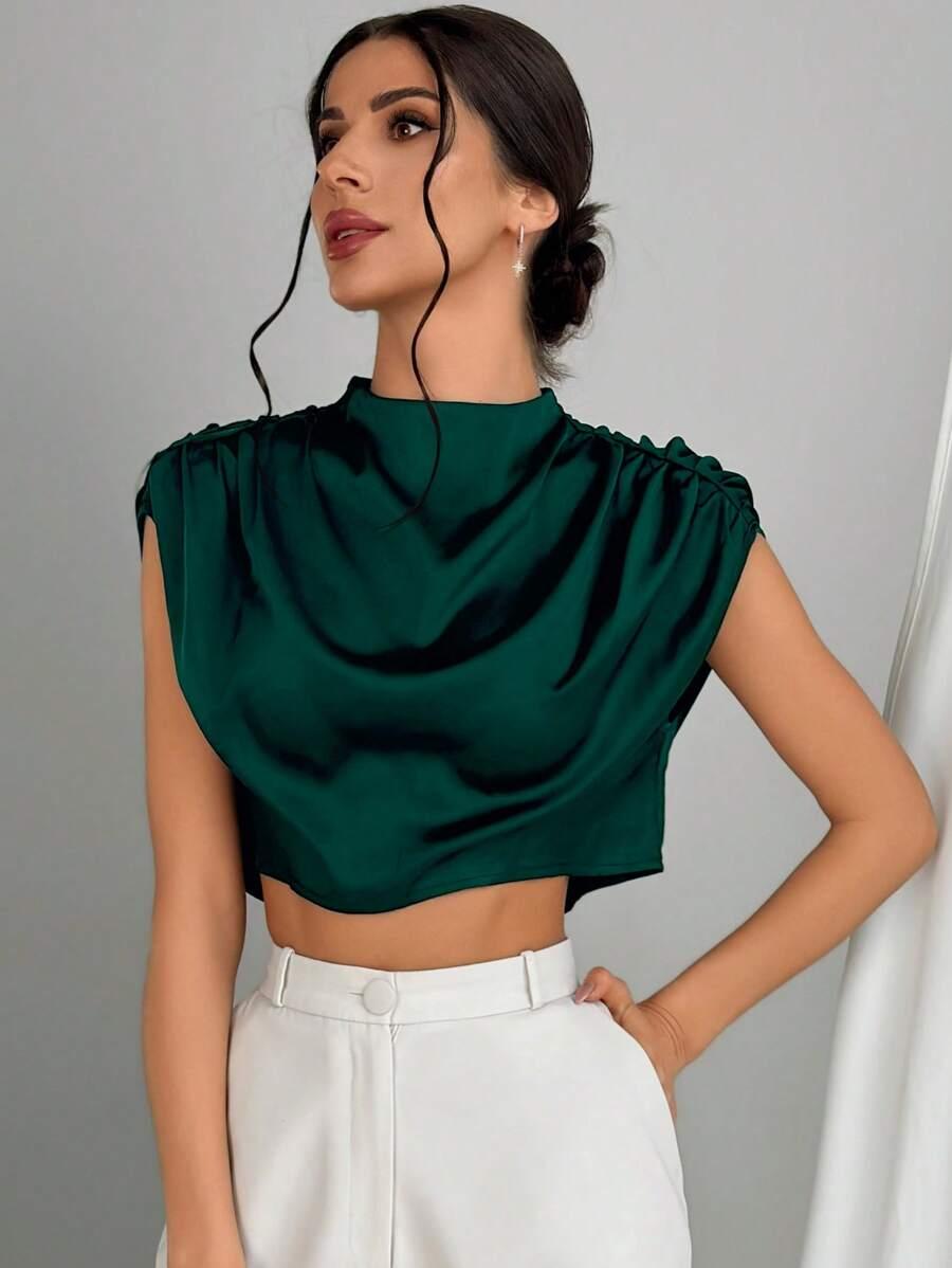 ZIELONY SATYNOWY TOP 