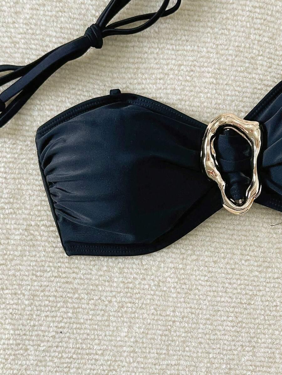 czarna góra od bikini wiązanie 