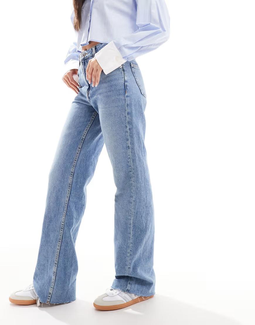 NIEBIESKIE SPODNIE JEANS PROSTA NOGAWKA