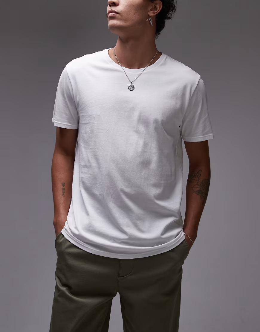 klasyczny biały t-shirt okrągły dekolt logo 3-pack