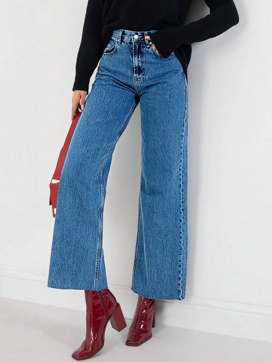 NIEBIESKIE SPODNIE JEANS HIGH WAIST
