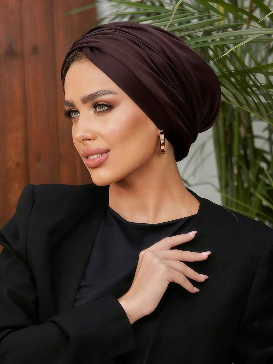 brązowy turban na głowę