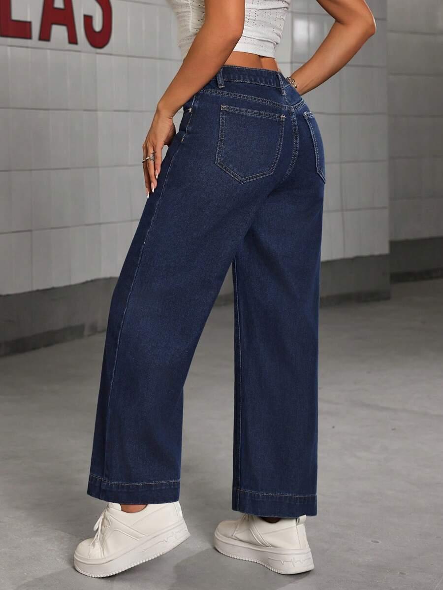 GRANATOWE SPODNIE JEANS 