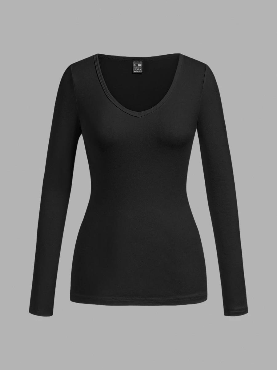 czarna bluzka v-neck