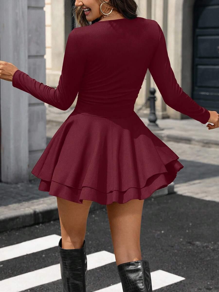 bordowa sukienka mini