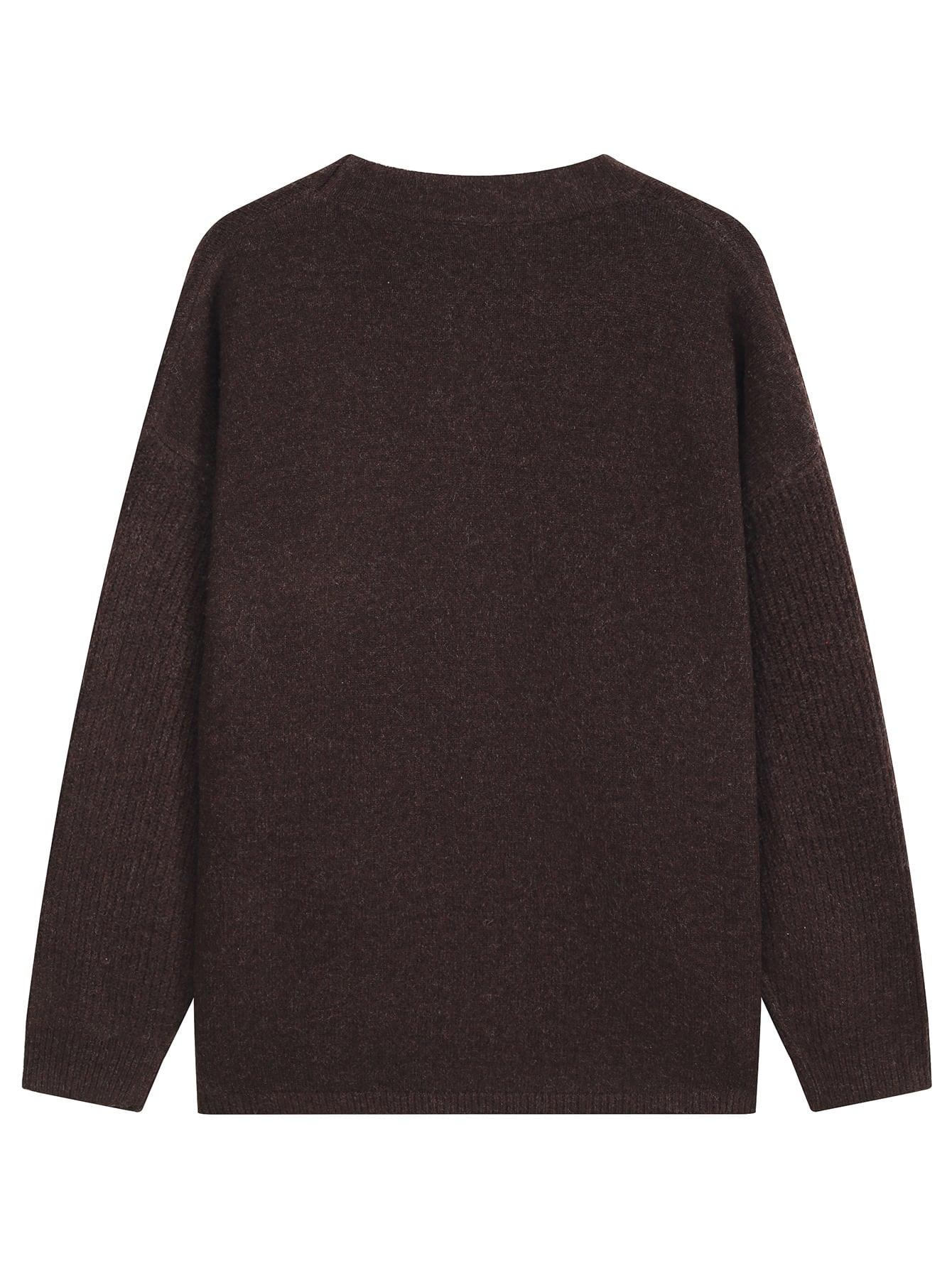 BRĄZOWY SWETER GUZIKI