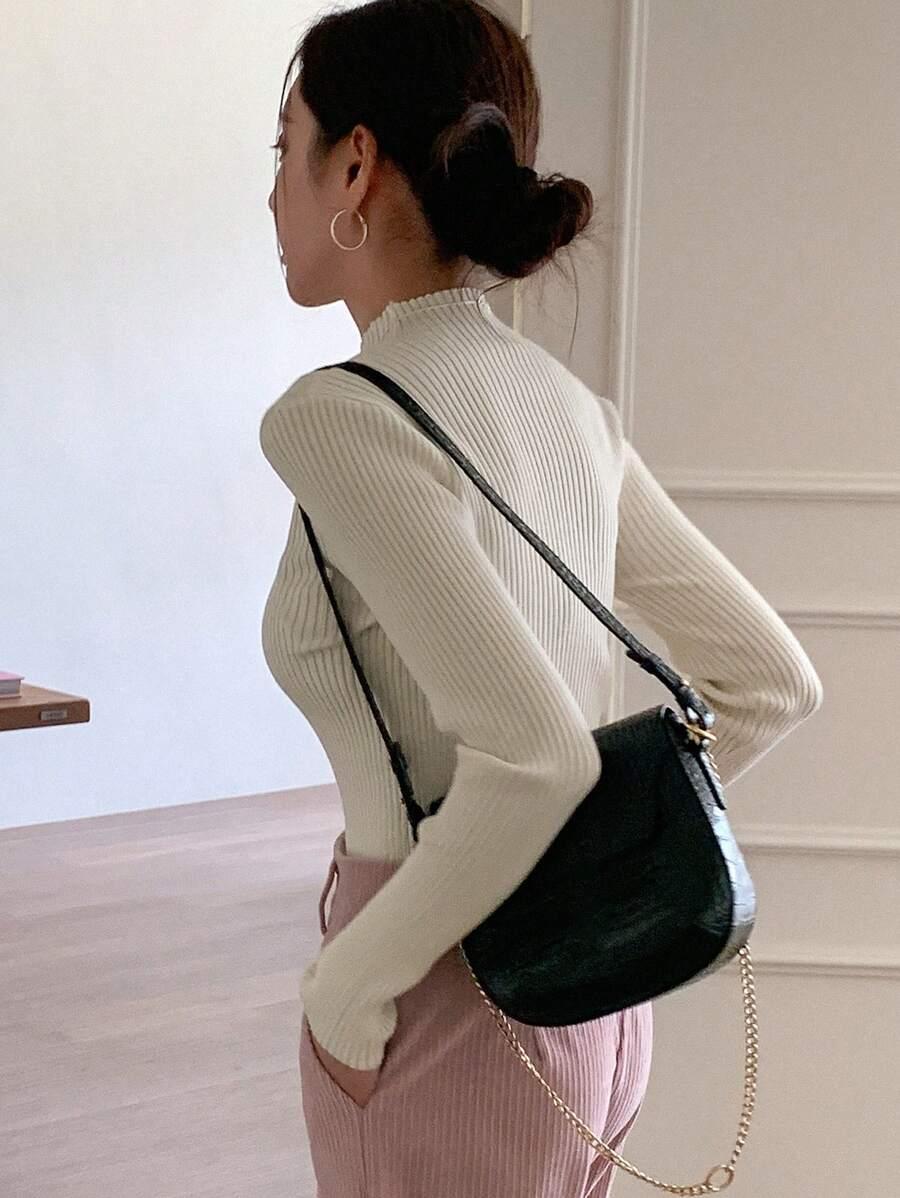 BEŻOWY SWETER PRĄŻKI