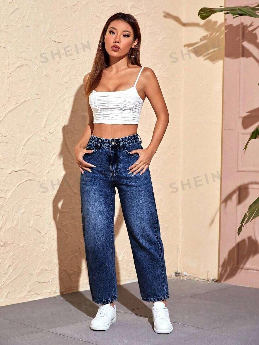 niebieskie spodnie jeans 