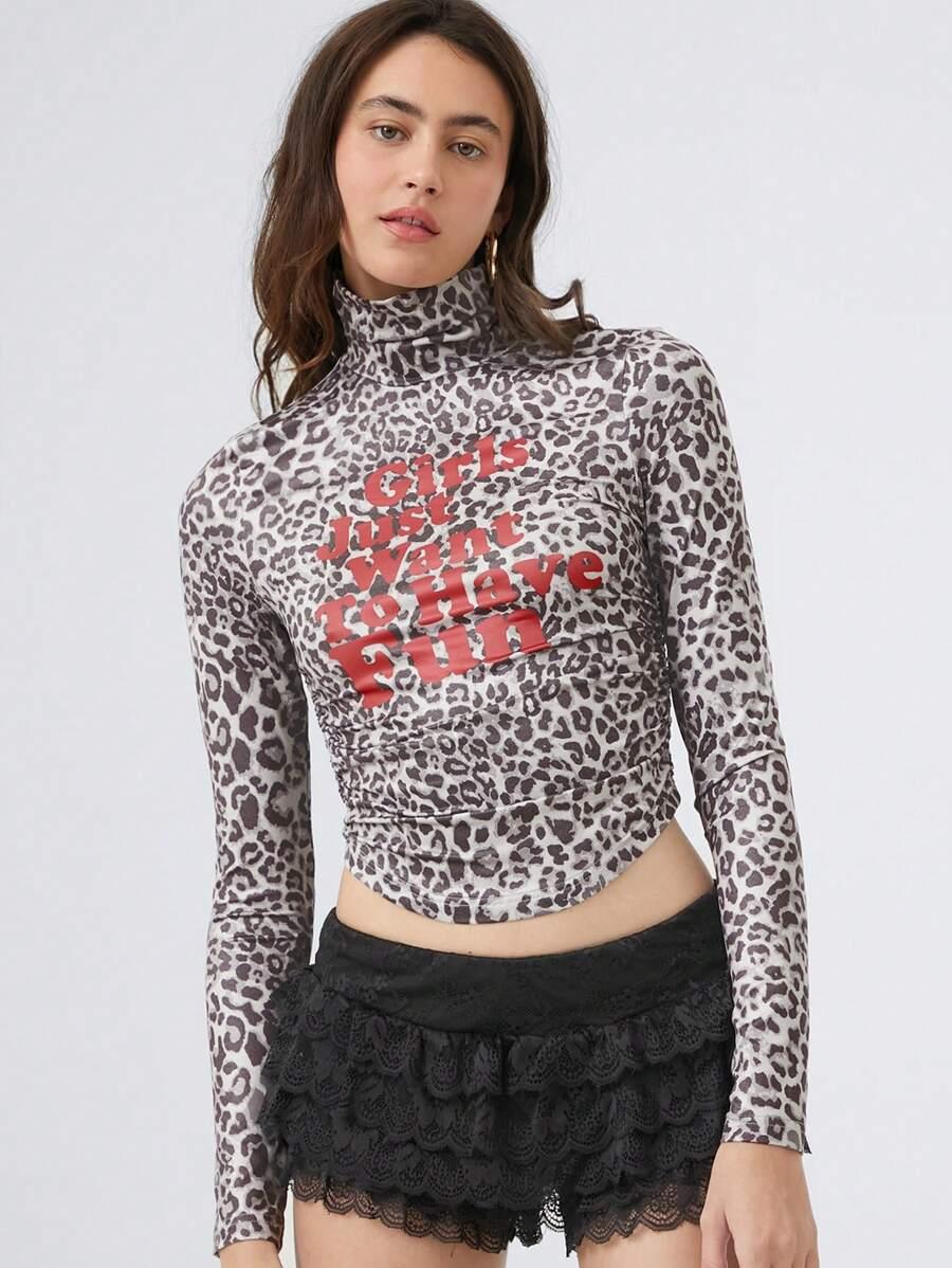 bluzka długi rękaw animal print