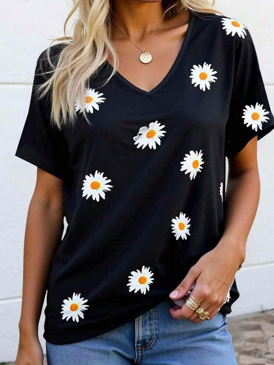 t-shirt wzór kwiaty