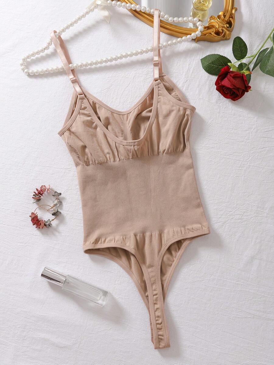 wyszczuplające bezszwowe białe body stringi ramiączka