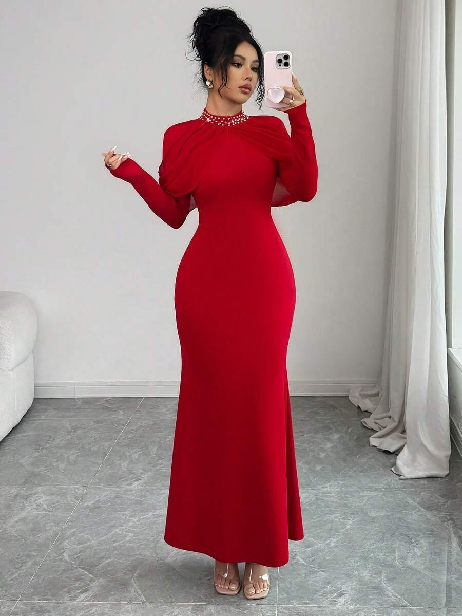 czerwona maxi sukienka
