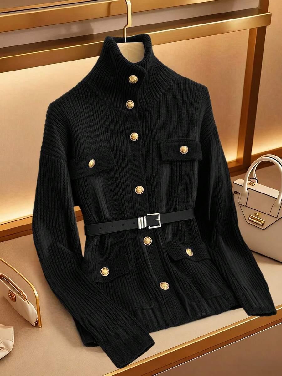 CZARNY SWETER GUZIKI 