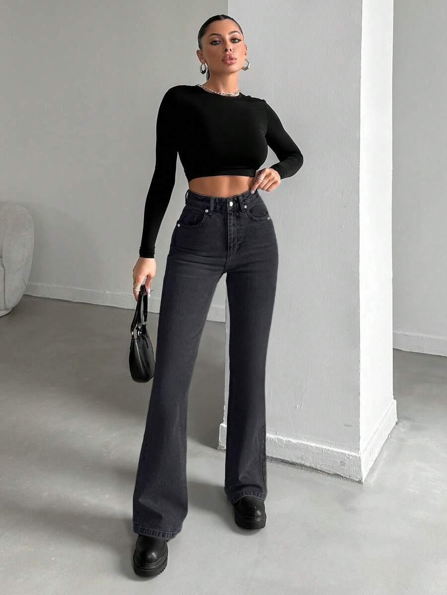 CZARNE SPODNIE JEANS