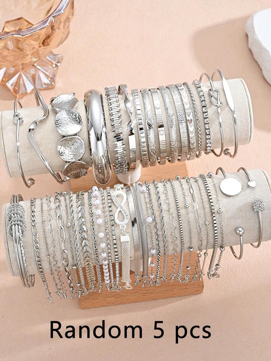 srebrne bransoletki 5-pack