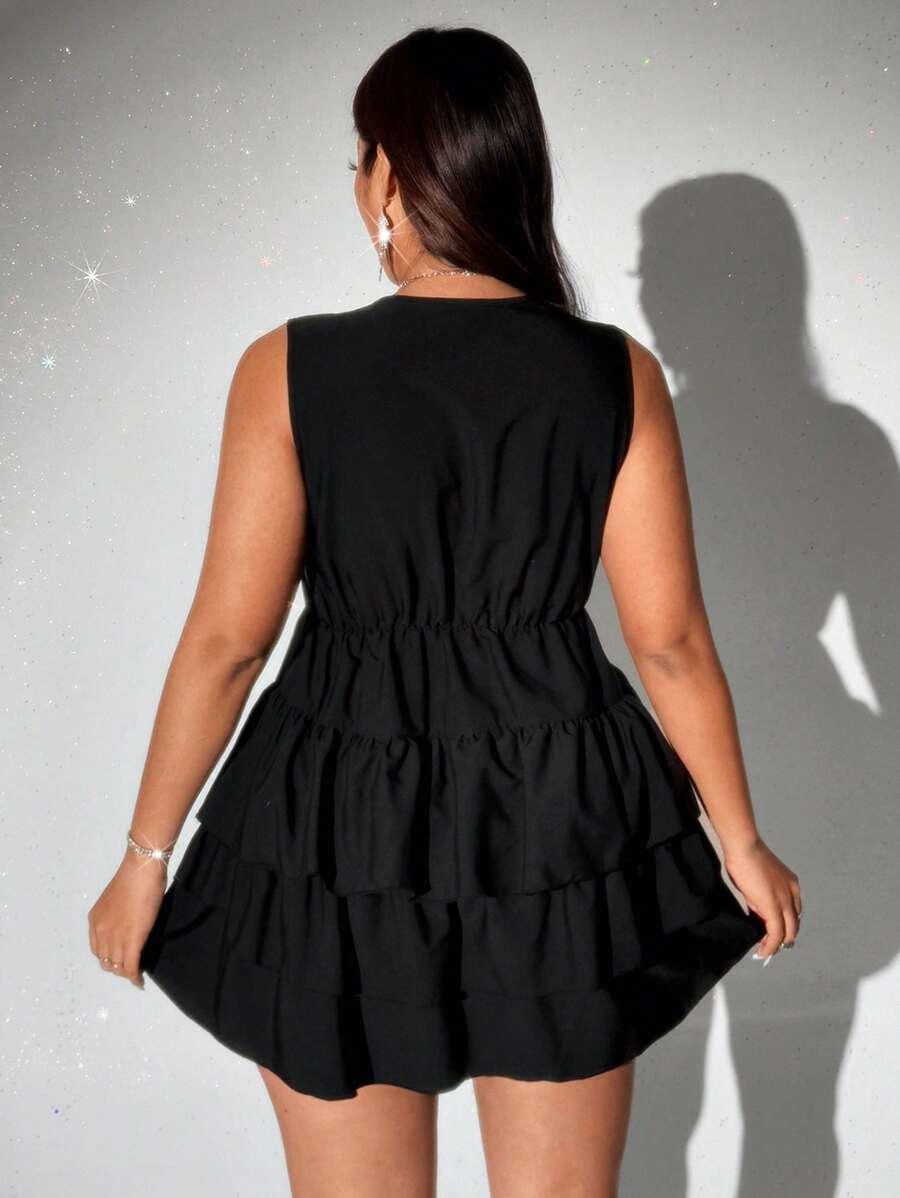 CZARNA MINI SUKIENKA V NECK 
