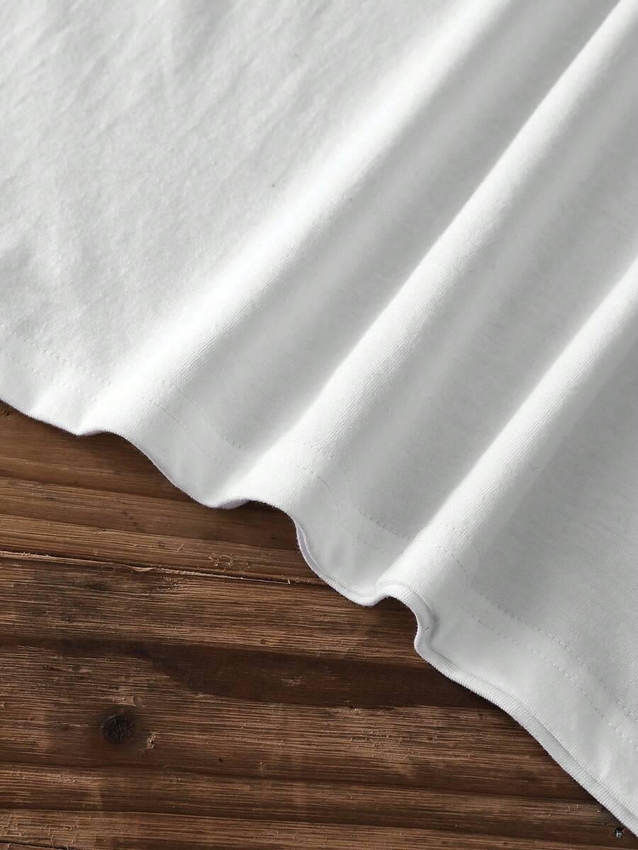 biały t-shirt okrągły dekolt print