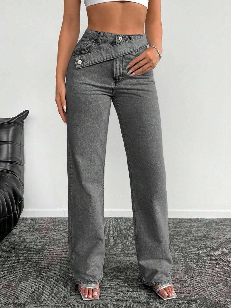 SZARE SPODNIE JEANS