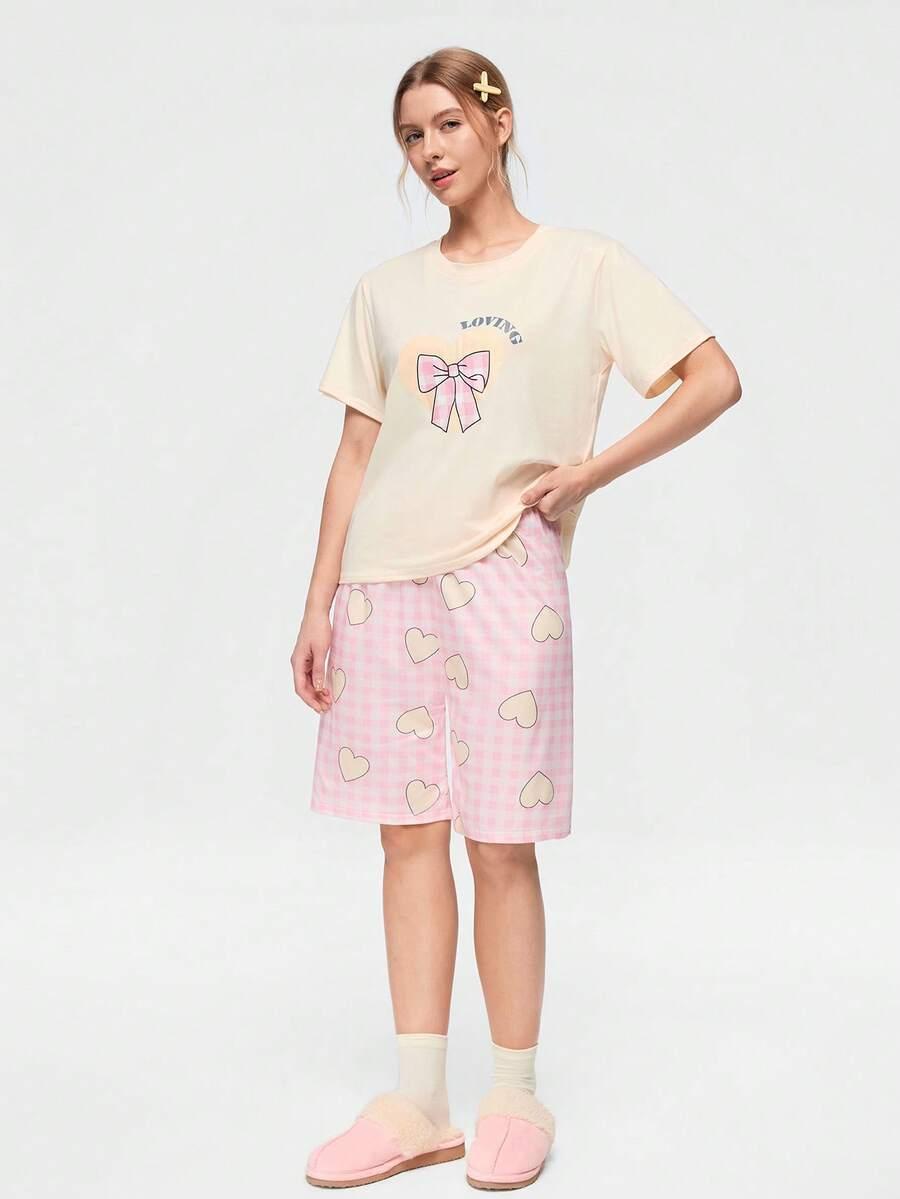 piżama komplet t-shirt spodenki nadruk