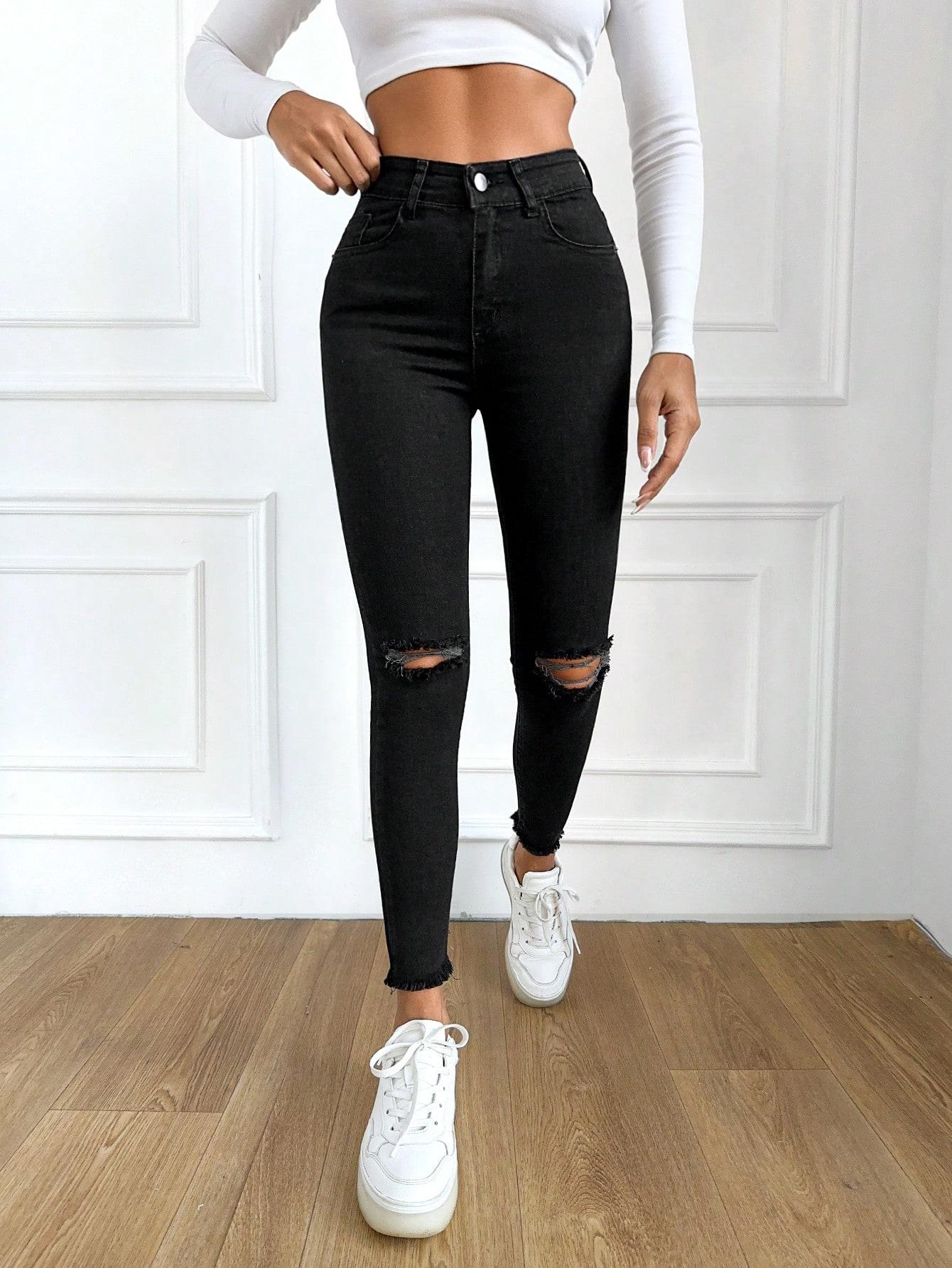 CZARNE SPODNIE JEANS