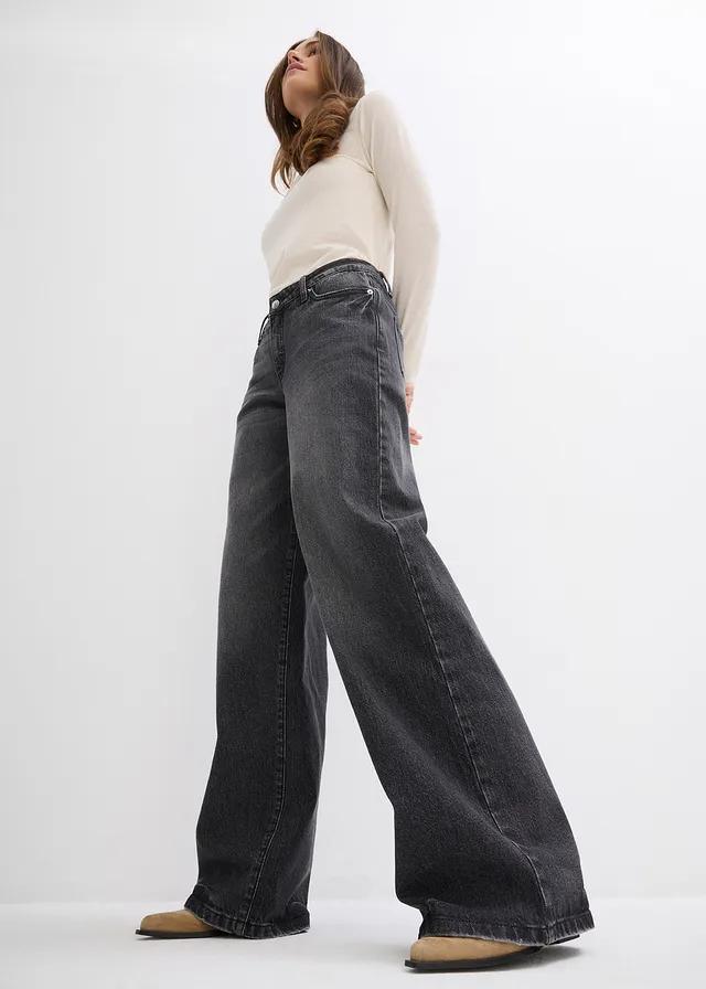 spodnie jeans szeroka nogawka