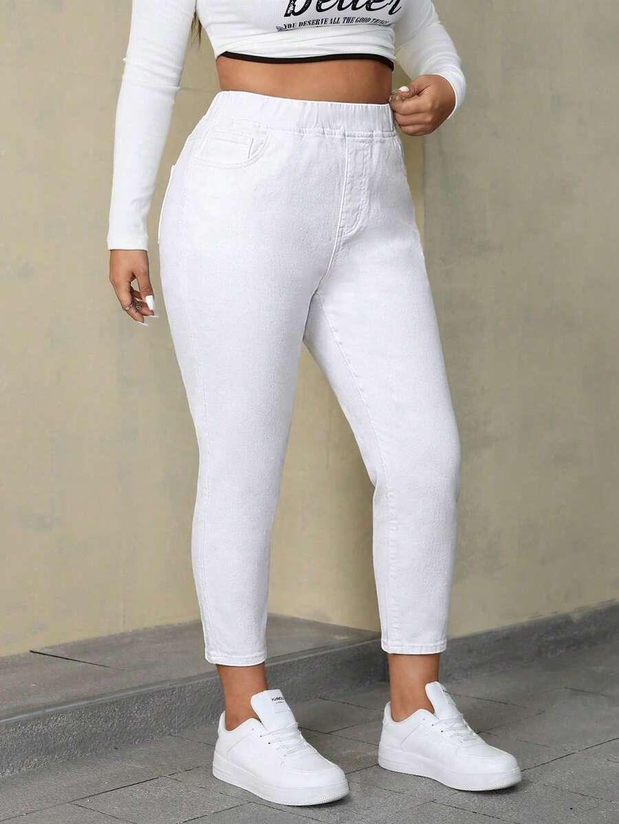 białe spodnie jeans wysoki stan