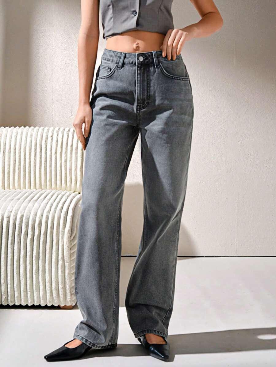 SZARE SPODNIE JEANS 