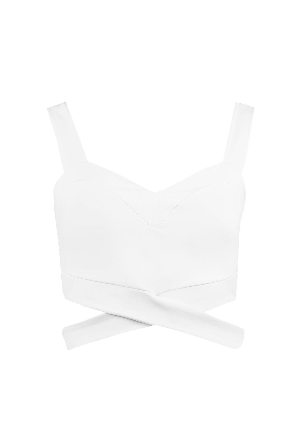 biały crop top cross