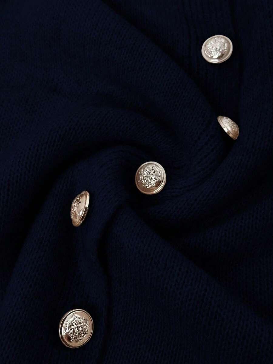 GRANATOWY SWETER GUZIKI