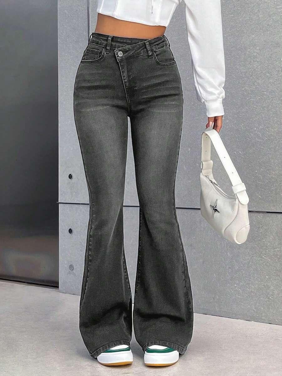 SZARE JEANSY DZWONY 