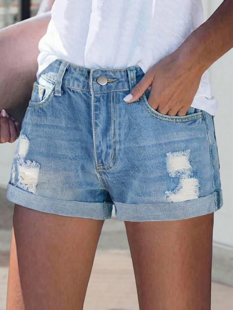 NIEBIESKIE KRÓTKIE SPODENKI JEANS
