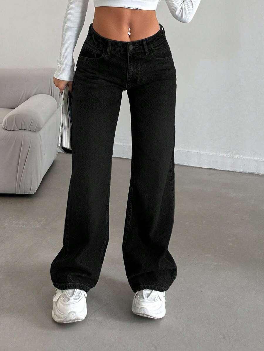 CZARNE SPODNIE JEANS