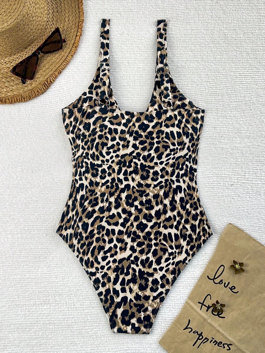 JEDNOCZĘŚCIOWY STRÓJ KĄPIELOWY ANIMAL PRINT WYCIĘCIE 