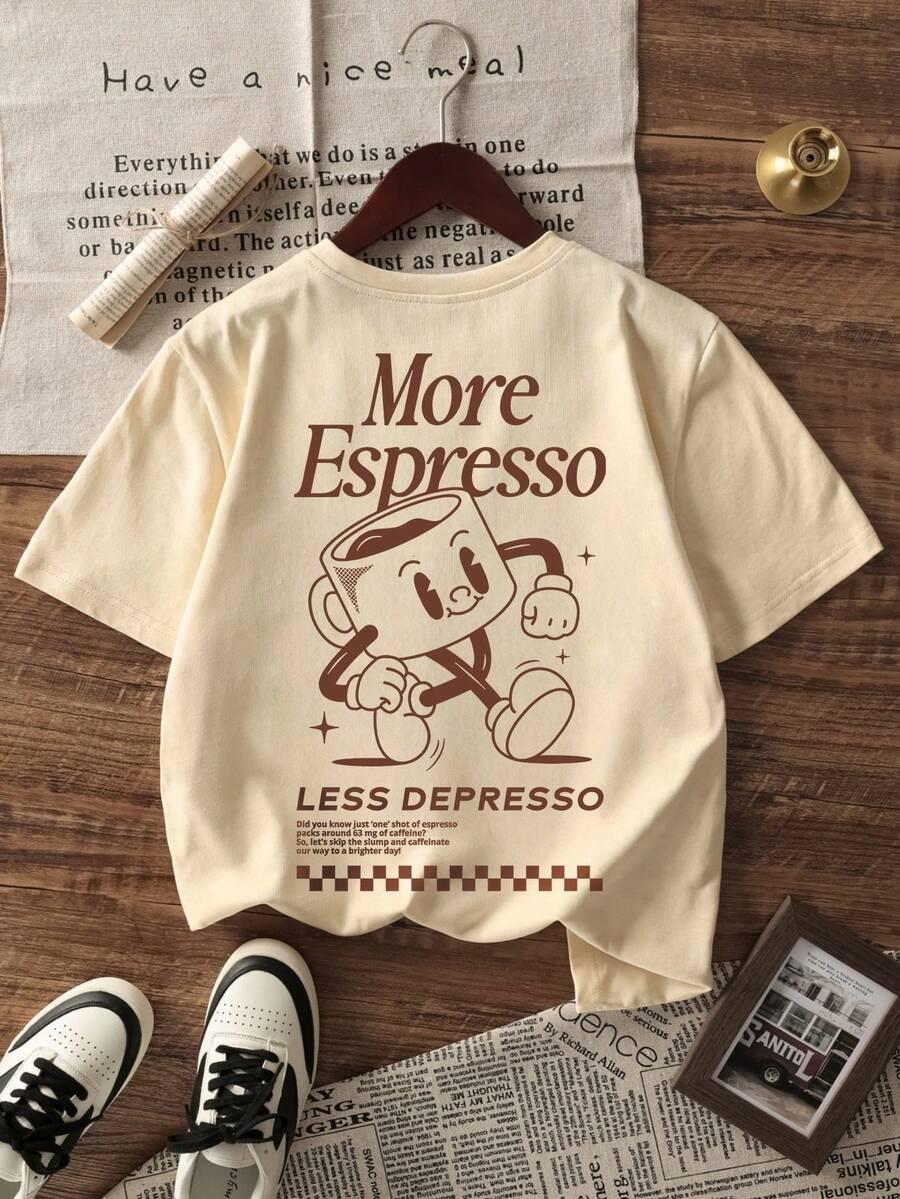 beżowy t-shirt nadruk 