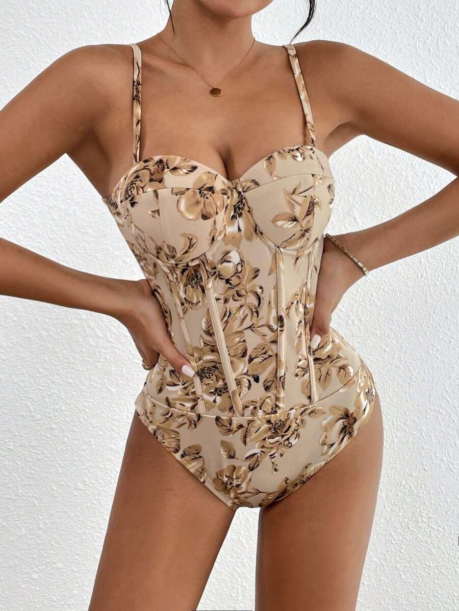body w kwiatowy wzór