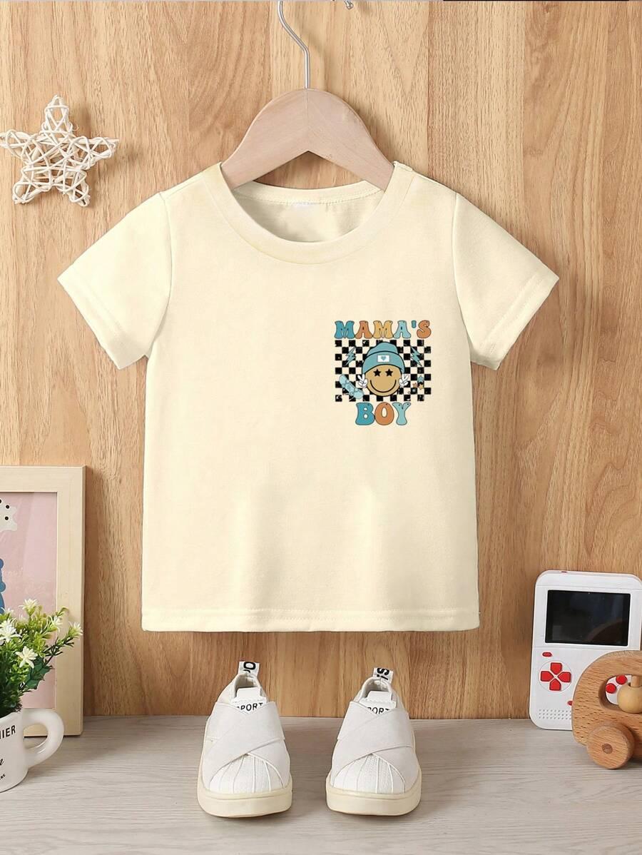 BEŻOWY T-SHIRT NADRUK