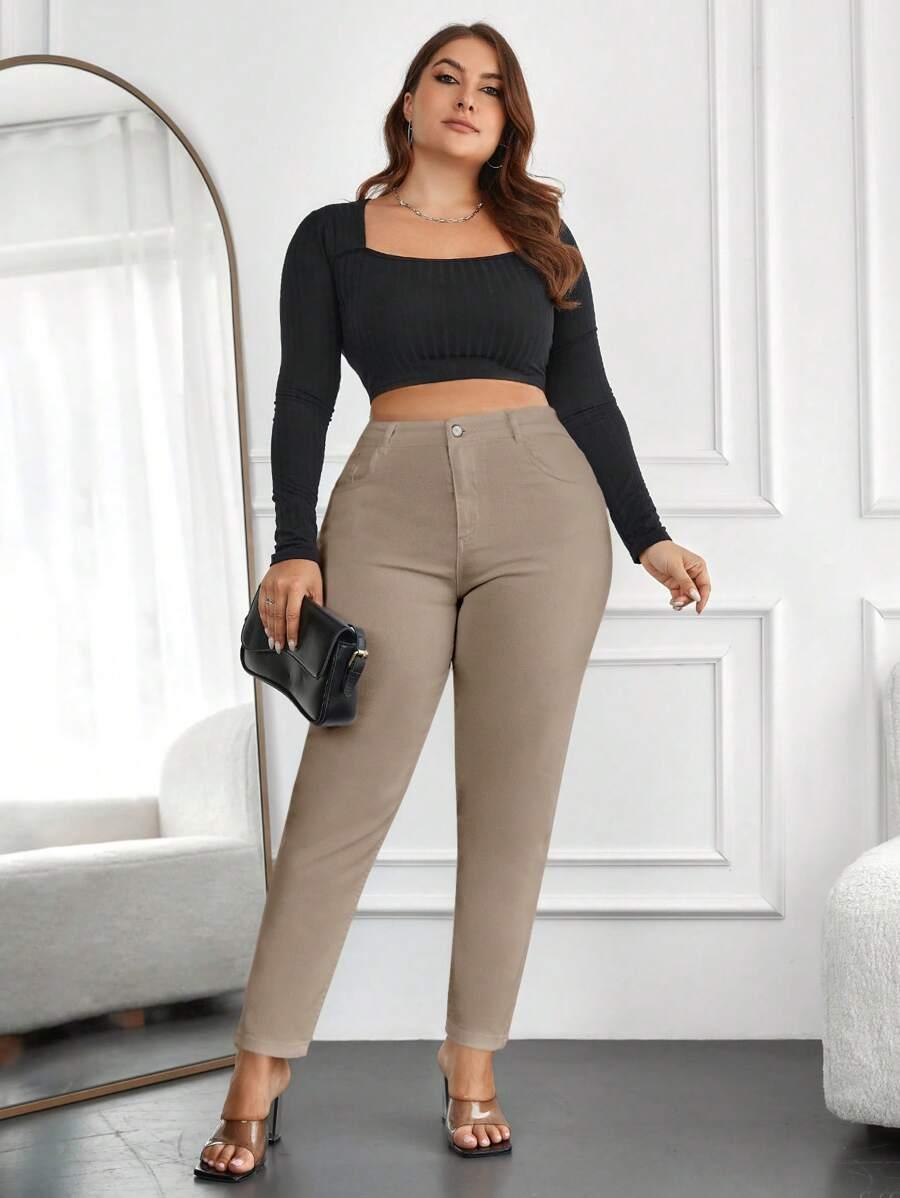 BEŻOWE SPODNIE JEANS