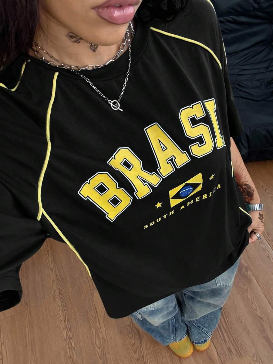CZARNY T-SHIRT OVERSIZE NAPI BRASIL