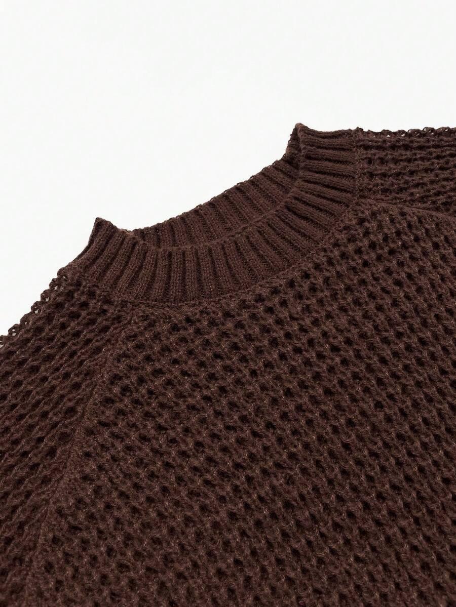 BRĄZOWY SWETER OKRĄGŁY DEKOLT