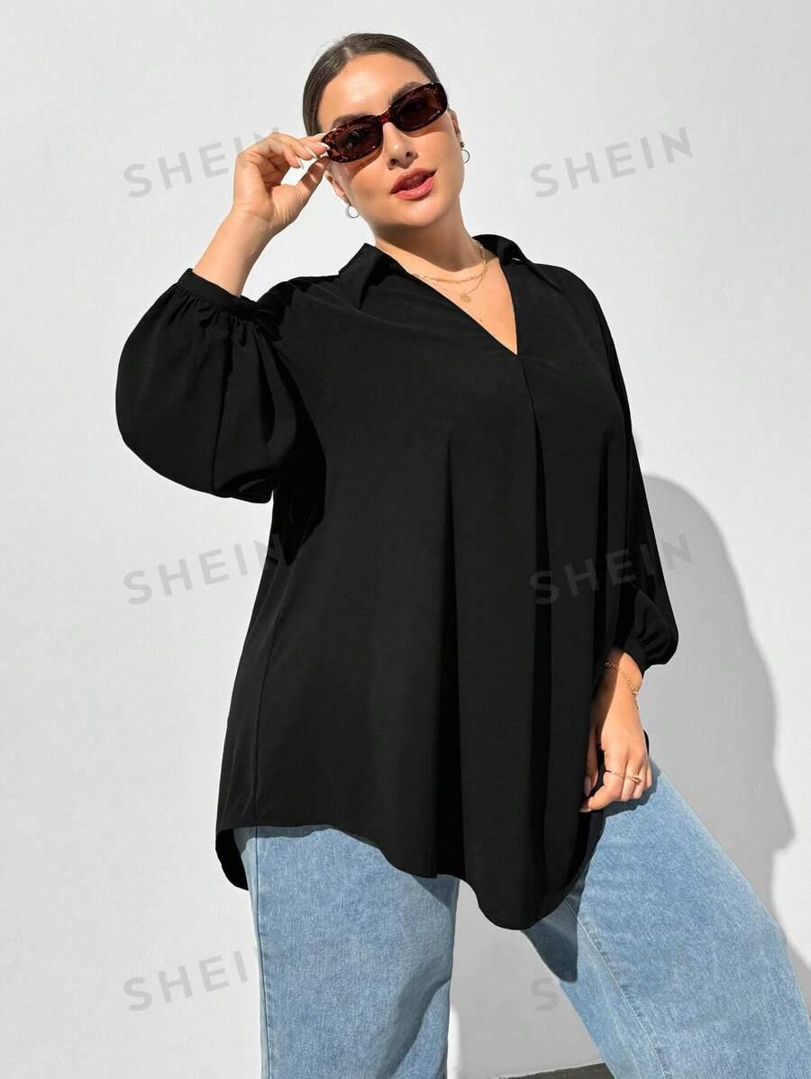 CZARNA BLUZKA V-NECK