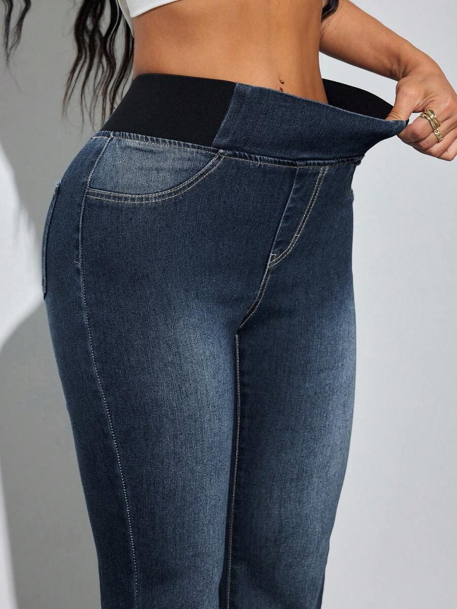 GRANATOWE SPODNIE JEANS