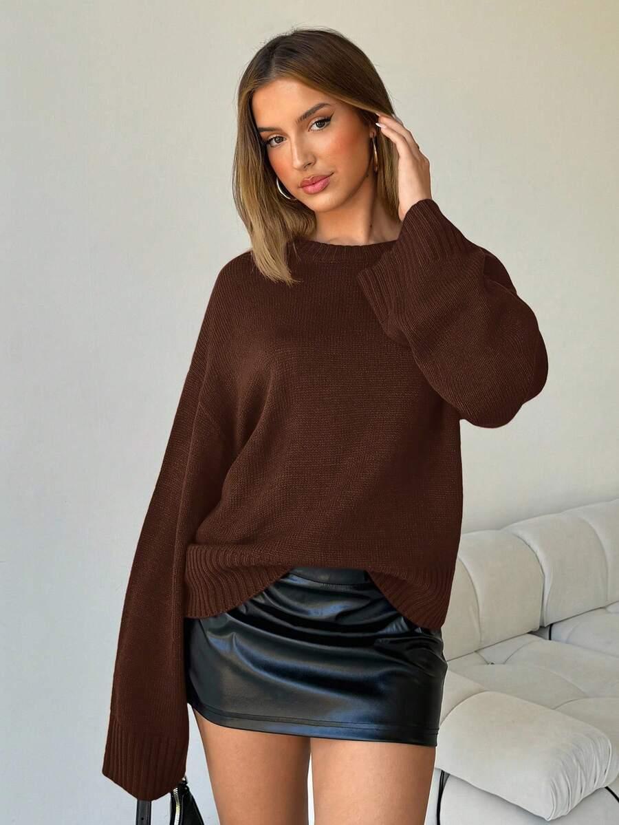 brązowy dzianinowy sweter 