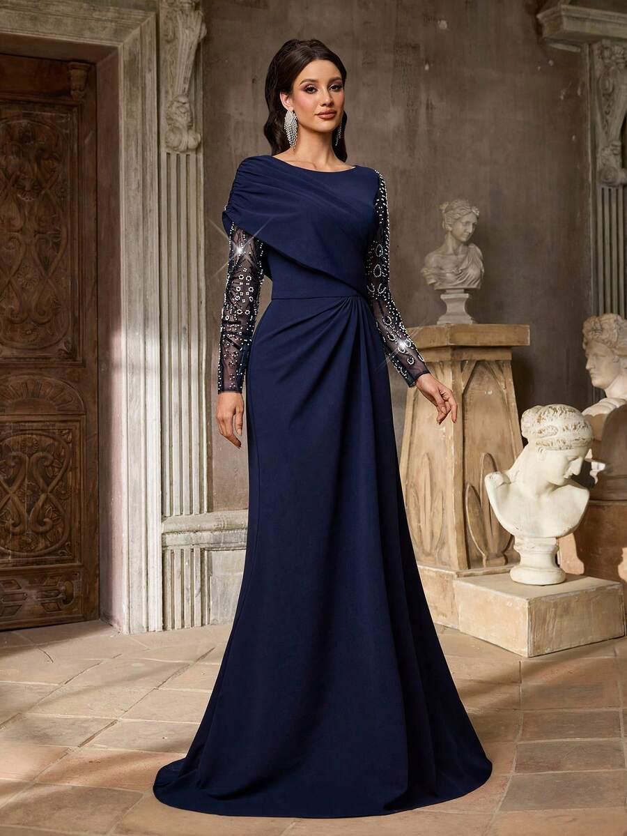 niebieska sukienka maxi