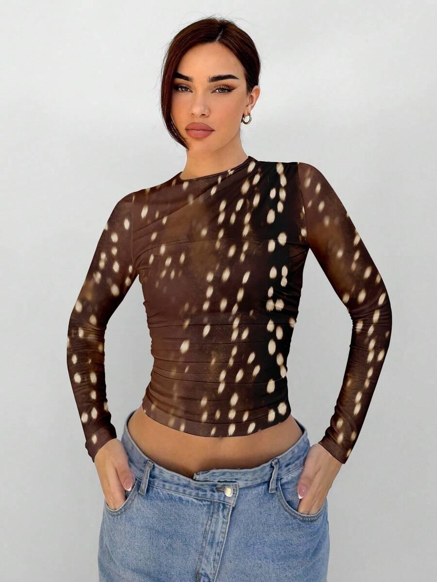 bluzka długi rękaw animal print